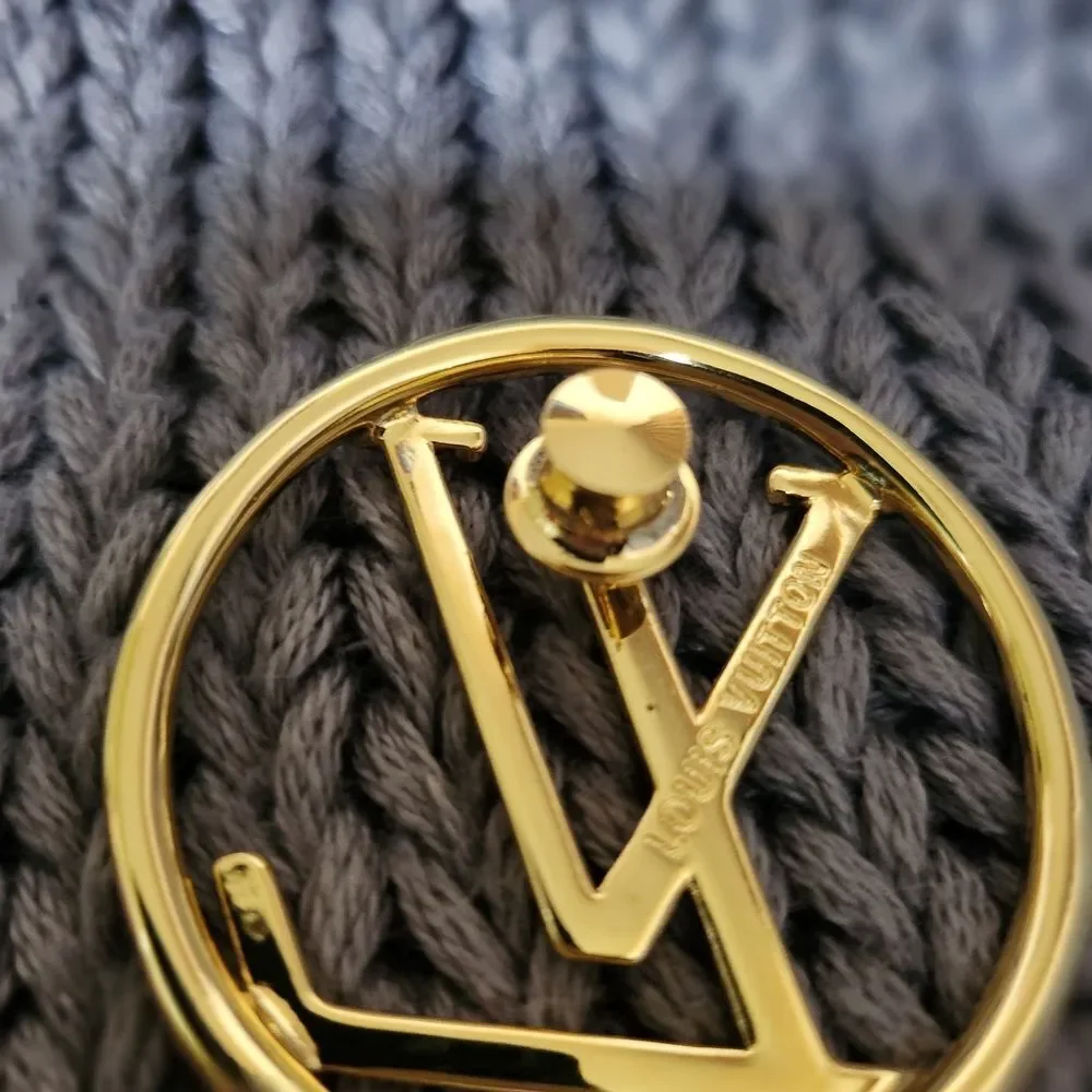 Gold LV Logo Brooch
